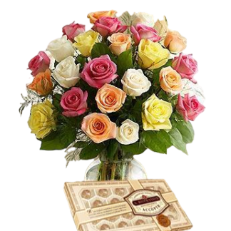 25 colorful roses with chokolates | Flower Delivery Cheboksary