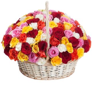 51 colorful roses in the basket | Flower Delivery Cheboksary